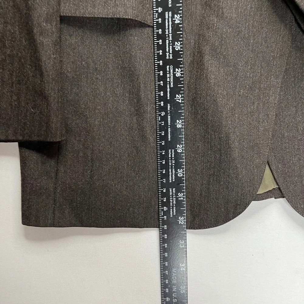 Vintage Chaps Ralph Lauren Mens Virgin Wool Blazer Brown Herringbone Made USA